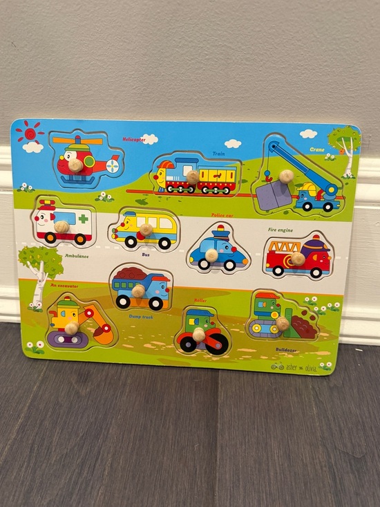 Asher & Olivia Other - Asher & Olivia Wooden Vehicles Peg Puzzle Colorful Kids Toy Toddler Kids Infant